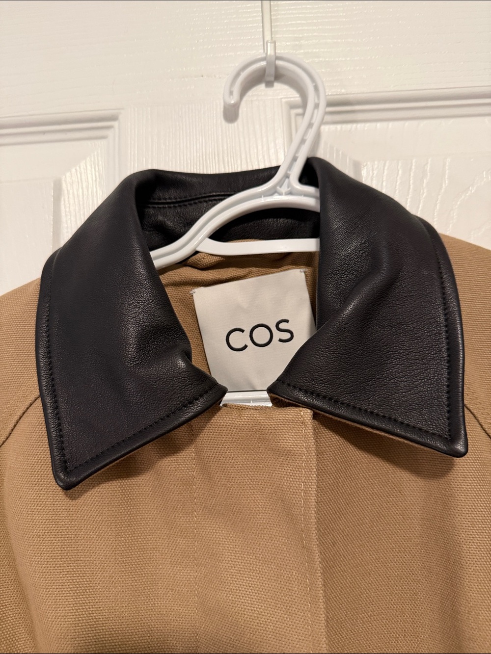 Viral COS Leather Collar Field Jacket Camel Black Size Medium - Picture 9 of 12